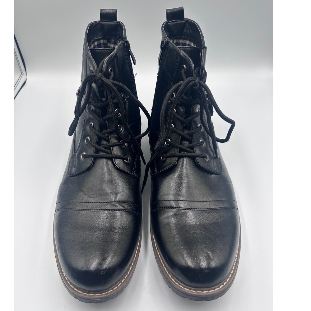 Bruno Marc Philly-5 Mens Black Cap Toe Combat Boots Side Zip Buckle Size 15